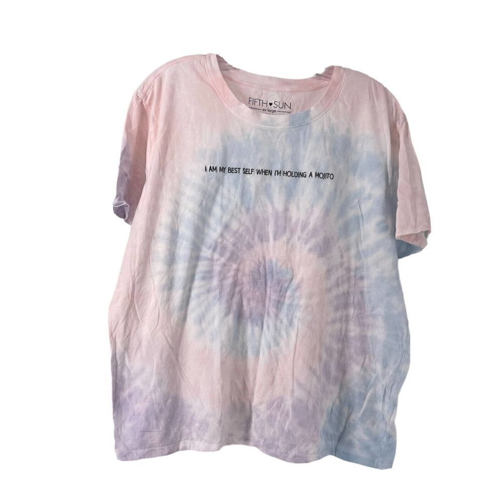 Fifth Sun Tie Dye T-Shirt Mojito Beach Boho Funny Casual Size XXL Short Sleeve